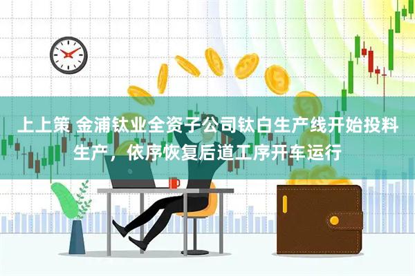 上上策 金浦钛业全资子公司钛白生产线开始投料生产，依序恢复后道工序开车运行