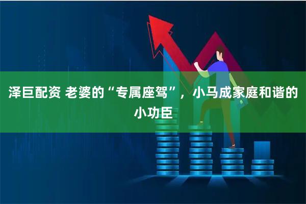 泽巨配资 老婆的“专属座驾”，小马成家庭和谐的小功臣