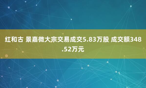 红和古 景嘉微大宗交易成交5.83万股 成交额348.52万元