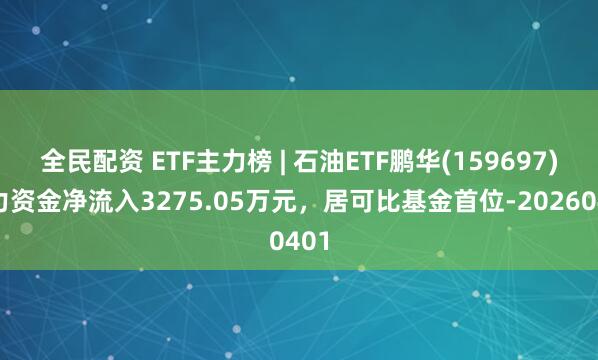 全民配资 ETF主力榜 | 石油ETF鹏华(159697)主力资金净流入3275.05万元，居可比基金首位-20260401