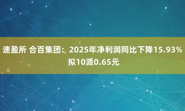速盈所 合百集团：2025年净利润同比下降15.93% 拟10派0.65元
