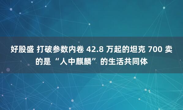 好股盛 打破参数内卷 42.8 万起的坦克 700 卖的是 “人中麒麟” 的生活共同体